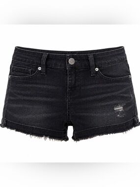 GUESS Black Denim Low Rise Cutoff Shorts Size 28 Stretch